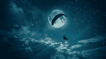 Nighttime Adventures: Parachuting Under the Moonlight